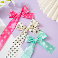 Pita Satin Poliester Satu Sisi 38MM Motif Titik untuk Festival Anak, DIY, Kemasan Bunga, dan Hiasan Rambut