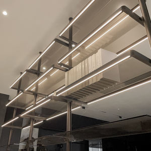 رف كتب قائم على الأرض حديث بسيط فاخر وحدات ألومنيوم معدنية مخصصة مع نظام عمود خفيف لغرفة المعيشة وغرفة النوم - Product Image 6