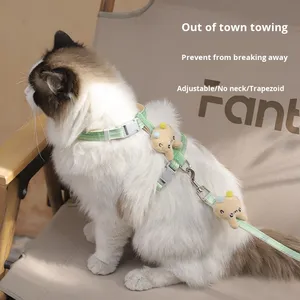 Laisse pour animaux de compagnie (chats, lapins) – Design mignon, anti-évasion, réglable, harnais en forme de I, en corde, sans risque d'étouffement - Product Image 1
