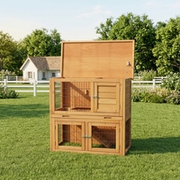 Cage à lapins en bois de sapin massif pour extérieur avec plateau extractible pour un nettoyage facile, enclos pour petits animaux, cage à lapins