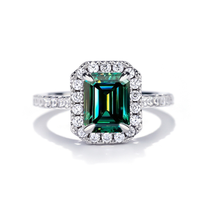 S925 <strong>Emerald</strong> Sterling <strong>Silver</strong> Moissanite <strong>Rings</strong> Lab Grown Gemstones Jewelry Engagement <strong>Emerald</strong> <strong>Ring</strong> - Product Image 3
