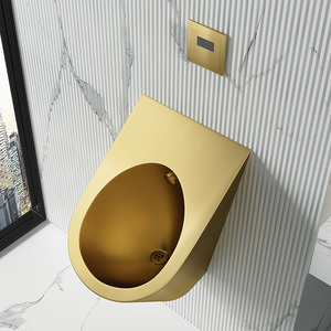 Oem Tùy Chỉnh SS304 Vàng Nam Treo Tường Hình Bầu Dục Không Nước Phòng Tắm Thép Không Gỉ Nhà Vệ Sinh Cảm Biến Nước Để Vệ Sinh Cho Nam Giới - Product Image 2