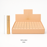 Flacon de parfum vide personnalisé 35 ml avec capuchon doré, atomiseur de voyage rechargeable or rose en gros avec boîte de présentation