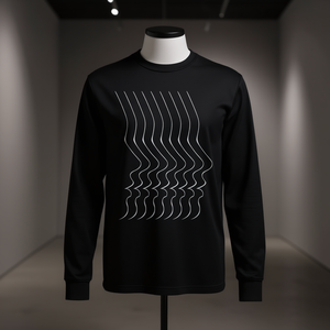 T-shirt à manches longues noir, motif abstrait 'Faceless Pain', design minimaliste, imprimé artistique, unisexe, art portable, déclaration de mode - Product Image 3