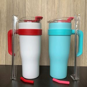 Hot Sell 40oz Modern Home Double Wall Vacuum Sublimation 304 Stainless Steel Tumbler with Handle and <b>Straw</b> - Product Image 3