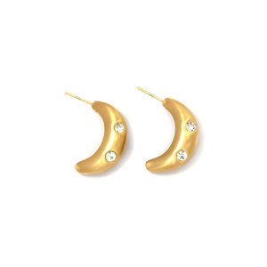 Pendientes de Acero Inoxidable Chapados en Oro con Cristales en Forma de Media Luna, Joyería de Moda - Product Image 2