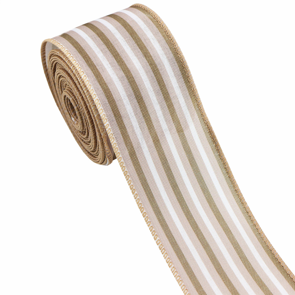 Vertical Stripes-Khaki-6.3cm, 5 Yards/roll