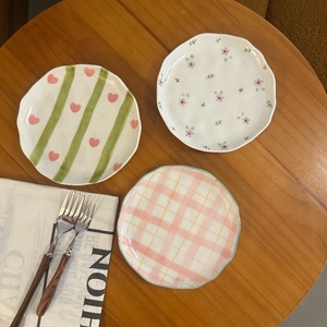 Coreano in ceramica da 6 pollici piatto da Dessert irregolare piccolo piatto da torta noci che servono piatti fatti a mano sottosmalto - Product Image 2