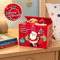 Tirelire électrique de Noël amusante en forme de Père Noël volant, pour enfants, en PVC, avec musique joyeuse, idéale pour les chaussettes de Noël