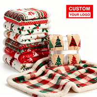 Manta navideña Ujoy Gift Wholesale 100% poliéster súper suave, manta de invierno de doble capa, cálida, de franela, forro polar, sherpa, con estampado.
