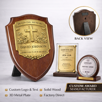 Trophées de récompense personnalisés en gros, sublimation, plaque de tennis personnalisée, forme de bouclier, cadre en bois et en métal, plaques vierges en verre