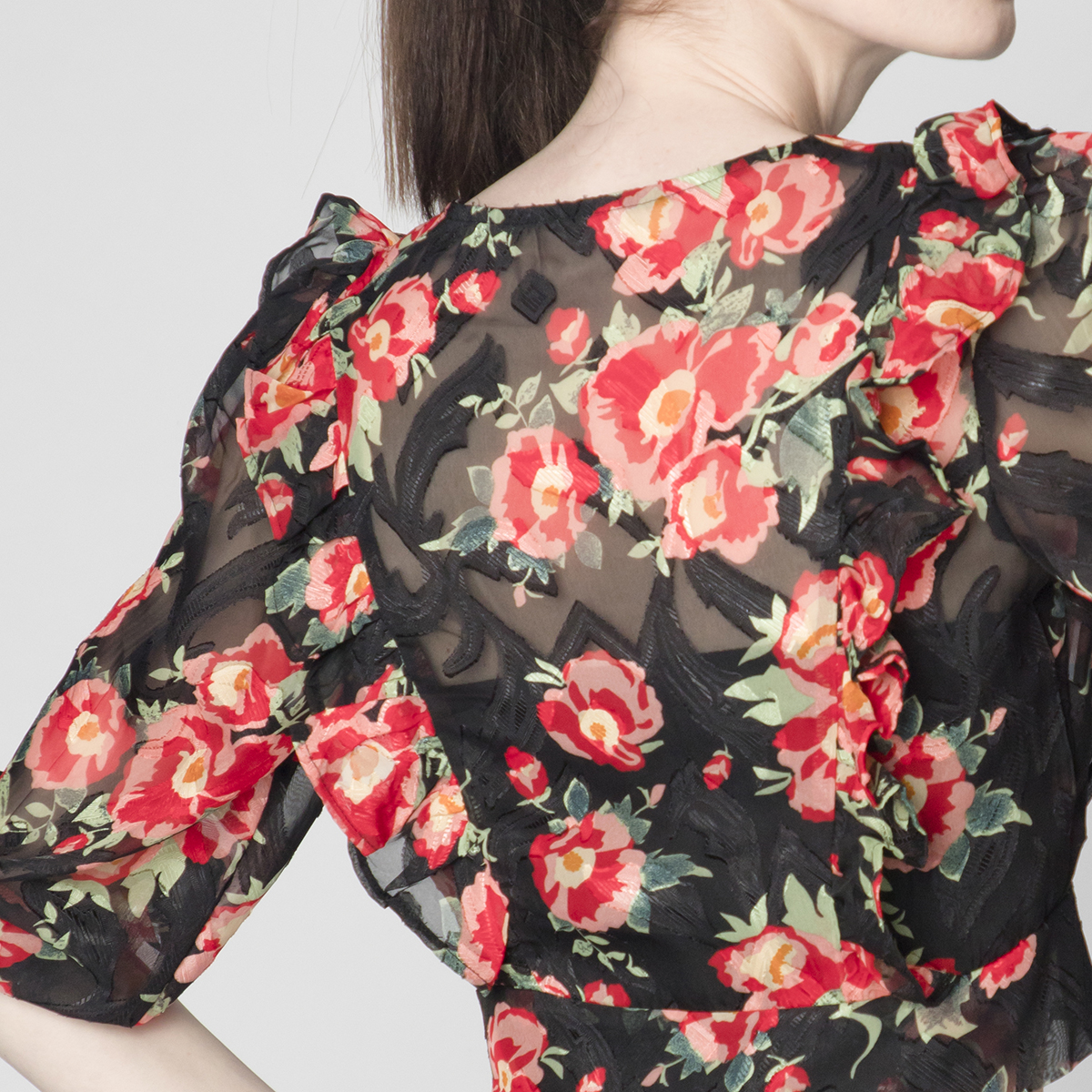 Женский модный топ, рубашка для девочек, Короткий Повседневный женский топ с оборками и принтом (21014)