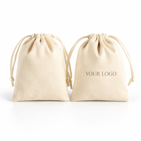 Pochette en velours doux avec cordon de serrage, logo personnalisé, sac d'emballage réutilisable pour bijoux, cosmétiques, câbles électroniques, cadeaux