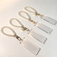 Porte-clés personnalisé 1x3 en acrylique avec perles, support photo suspendu pour photomaton, cadre photo en perles, porte-clés pour mariage
