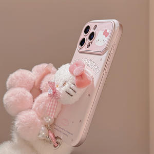 Coque de téléphone <span class=keywords><strong>Hello</strong></span> <span class=keywords><strong>Kitty</strong></span> <span class=keywords><strong>rose</strong></span> en similicuir avec chaîne perlée pour iPhone 17 Pro Max – Étui antichute - Product Image 3