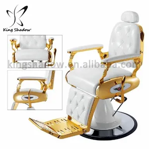 液压泵理发椅美发沙龙家具白色和金色理发椅子