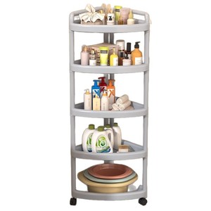 Étagère d'angle triangulaire à 5 niveaux, support de rangement sur pied pour salle de bain, cuisine, cosmétiques, organisateur multifonctionnel portable - Product Image 4