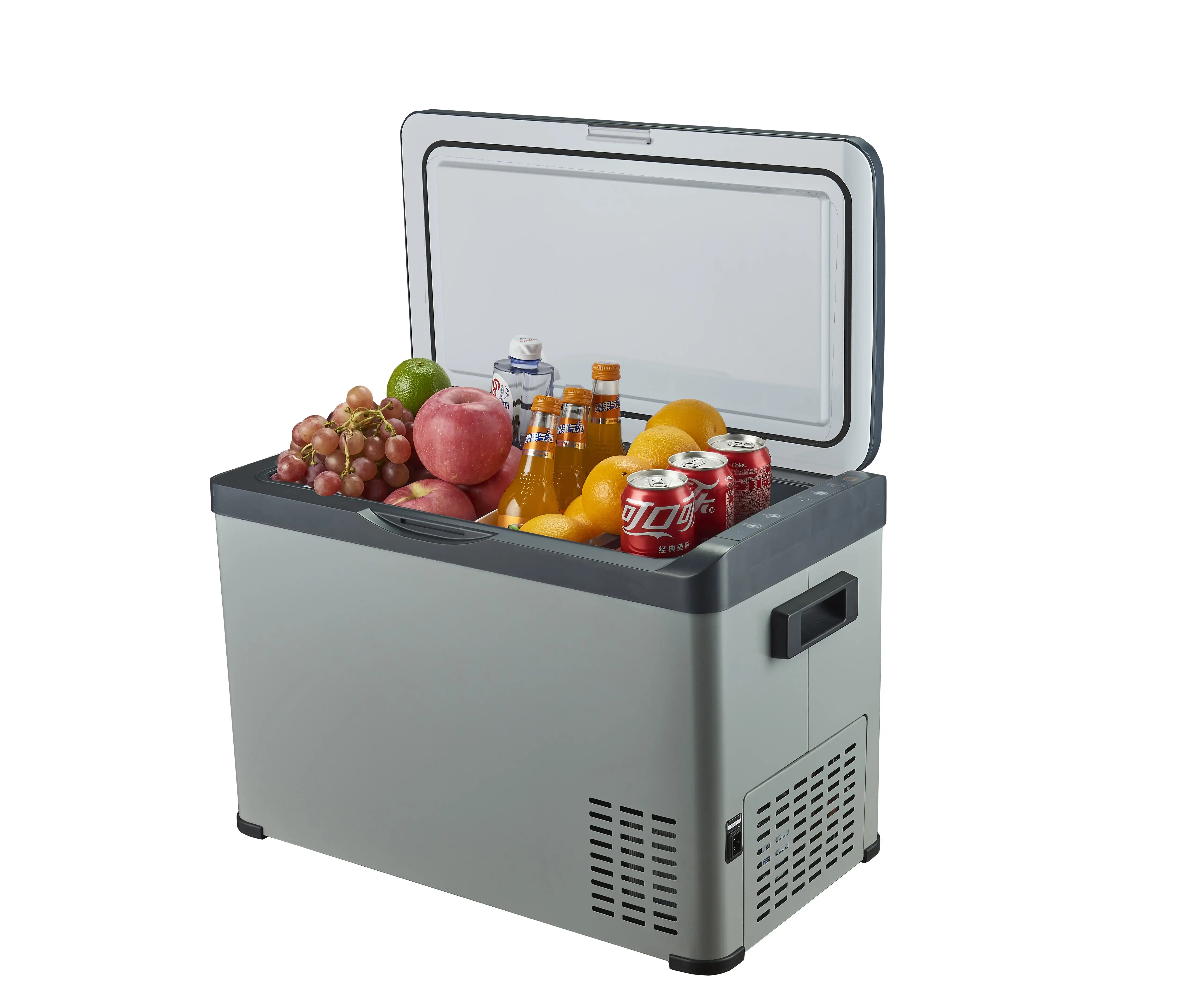 Car Freeze Factory Direct Sale 50L Sliver Compressor 50w Mini Car Fridge Plastic Beach Portable Refrigerator for Sale China