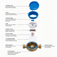 Advanced Digital Brass IP68 OEM Cold Domestic Single Jet Type Cold Water Meter 15mm 2.5L/min 2 Years Warranty RUIYANG