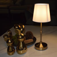 Lampe de bureau en tissu rechargeable, lampe de table tactile, ampoule E12 remplaçable, 2700K, pour restaurant, hôtel, chambre, éclairage décoratif de chevet
