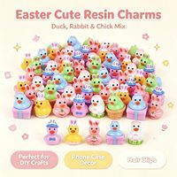 Ciondoli in Resina Mista all'Ingrosso per Pasqua, Sculture 3D Kawaii di Anatre e Coniglietti, Oggetti da Collezione per Artigianato Fai-da-Te, Custodie per Telefono, Fermagli per Capelli