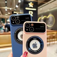 Coque de téléphone givrée avec protection magnétique intégrale de l'objectif et logo visible pour iPhone 13 14 15 16 17 18 Pro Max – Fournisseur d'origine