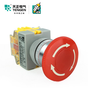 Botón de Parada de Emergencia Tengen de 22 mm con Bloqueo Automático, Cabeza de Hongo, Protección IP40 - Product Image 1
