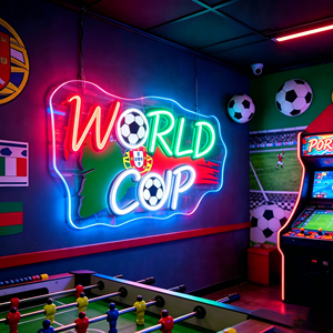 Soccer-themed neon LED acrylic wall lamp, suitable for both indoor and outdoor use, ideal for soccer-themed clubs. - Product Image 3