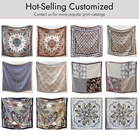 Foulard carré 100% Soie de Mûrier, Motif Floral Ethnique Rétro, Châle à Bordure Florale, Faible MOQ, OEM ODM, Échantillonnage Rapide en 7 jours, Écharpe de Cou pour Femme