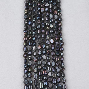 Vente en gros de perles d'eau douce naturelles noires brillantes à deux faces de 5-6 mm, style baroque, matériel de fabrication de bijoux en perles, perles en vrac - Product Image 4