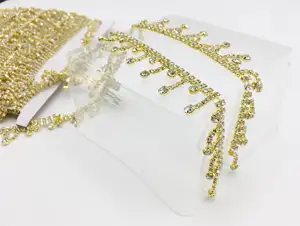 Wholesale Fine Clear Glass Rhinestone Bling Flat Back Trimmer Fringe Chain DIY Clothing And Nail Art Accessories