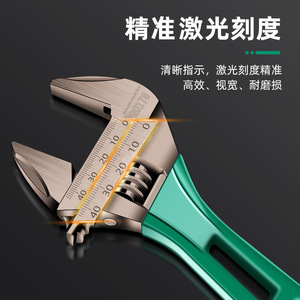Llave Inglesa Ajustable Baolian, Apertura Máxima de 46 mm, Mango Corto para Reparación de Tuberías en Espacios Estrechos - Product Image 2