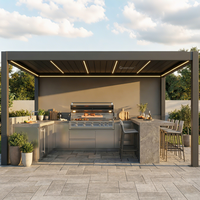 Pergola à lames orientables autoportante 3x3m, 3x4m, 4x4m pour jardin, pavillon d'extérieur, abri solaire manuel