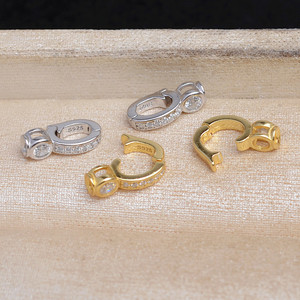 Silver Zircon <b>DIY</b> Pearl Jewelry <b>Accessory</b> 5-7mm Empty Necklace Buckle JG5990 with Plated Craft Packaged in <b>Bag</b> - Product Image 3