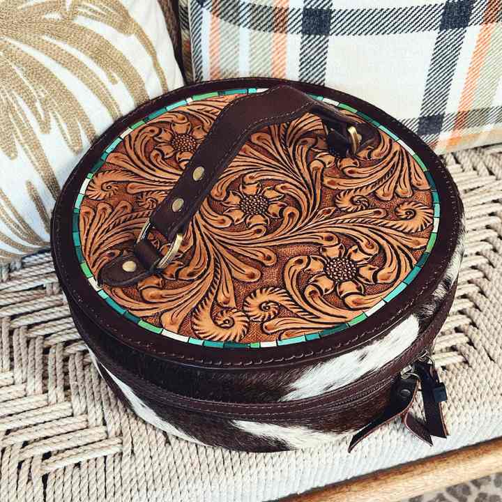 Western Mini Round Jewelry Storage Travel Box main image 1