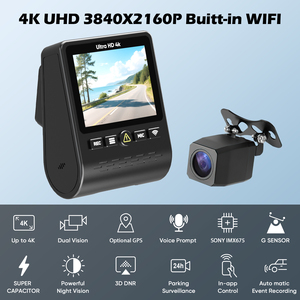 กล้องติดรถยนต์ 4K UHD เลนส์คู่ บันทึกวิดีโอ พร้อม WiFi ในตัว กล้องบันทึกภาพในรถยนต์ Sony IMX675 มองเห็นในเวลากลางคืน พร้อม G-Sensor GPS ระบบตรวจจับการจอด 24 ชม. ควบคุมผ่านแอพ - Product Image 5