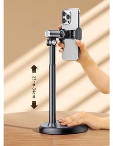 Support de téléphone pratique à fixer au-dessus de la tête, base ronde pour bureau, support réglable pour diffusion en direct, adapté aux téléphones portables et tablettes - Product Image 5