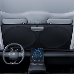 Pare-soleil de voiture pour pare-brise avant, tissu argenté titane, rétractable, ajustement universel, couleur unie ST-4014 - Product Image 5