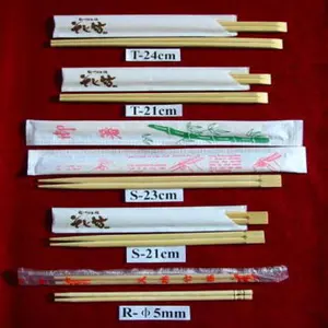 Set sumpit bulat mie curah Cina Jepang kantong kertas Pauzinhos Colher Set sumpit kayu disesuaikan
