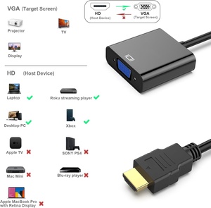 Adaptateur Convertisseur VGA Plaqué Or 20CM pour Ordinateur de Bureau, Ordinateur Portable, Moniteur, Projecteur, <span class=keywords><strong>Chromebook</strong></span> - Compatible PVC 1080P - Product Image 2