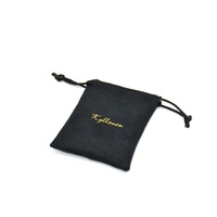 Petit sac d'emballage de cordon d'anneau de bijoux en microfibre haut de gamme avec logo en or personnalisé