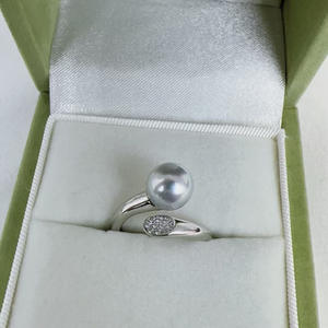 Anillo Ajustable de Plata de Ley S925 con Perla de Mar de 8.5-9 mm de Zhuji, Estilo Simple y Moderno - Product Image 2