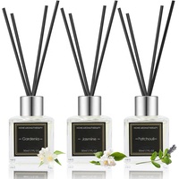 Raumduft 50ml Glas-Duftdiffusor-Set mit Gardenie Jasmin Lavendel Duft BPA-frei Umweltfreundlich 3-teiliges Geschenkset