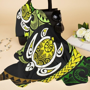 Venta al por mayor último diseño Sarong bufanda estampado <span class=keywords><strong>leopardo</strong></span> Plaid playa vestido para mujeres isla maorí tatuaje estilo hecho poliéster - Product Image 3