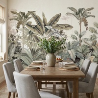 Papier peint botanique vert sauge, imperméable, moderne, effet forêt tropicale, autocollant, pour décoration murale intérieure