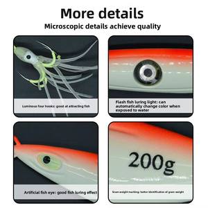 Leurre <span class=keywords><strong>de</strong></span> pêche en métal pour la pêche en haute mer, 80g-300g, lumineux à LED, type queue <span class=keywords><strong>de</strong></span> poisson, pour marlin - Product Image 5