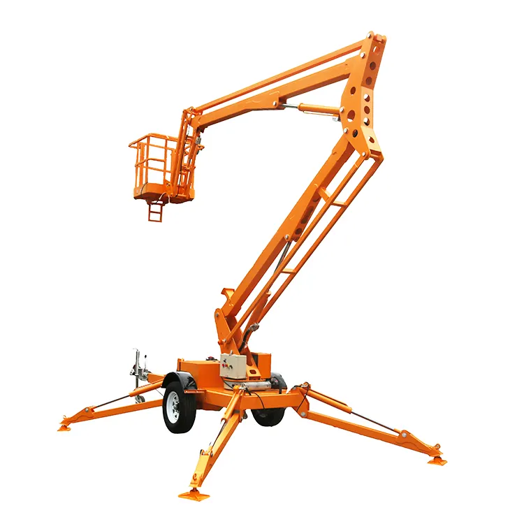 Trái cây chọn Lift Trailer gắn Spider Lift Sử dụng Cherry picker thủy lực cần cẩu Telescopic Boom nâng lên 12M