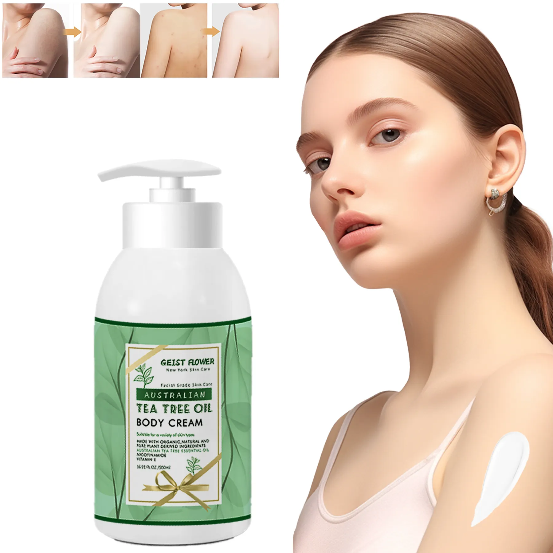 USA Brand GEIST FLOWER-Pure Nicotinamide Body Cream  NATIVE AUSTRALIAN TEA TREE OIL  Body Whitening Cream Body Lotion