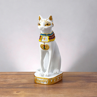 Sculpture de chat noir et blanc en résine, style mythologie égyptienne ancienne, pour décoration de maison ou de bureau, idée cadeau
