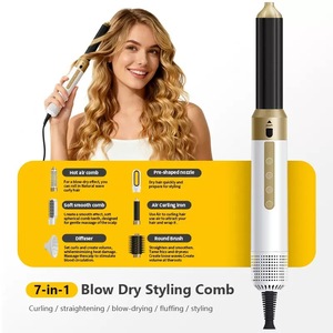 ไดร์เป่าผม 7 in 1 ไดร์เป่าผมแบบขั้นตอนเดียว เครื่องหนีบผมตรงแบบมืออาชีพ เครื่องม้วนผม เครื่องจัดแต่งทรงผม แปรงลมร้อน เครื่องม้วนผม - Product Image 5